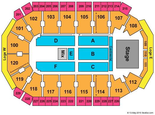 Credit Union of Texas Event Center End Stage Seating Chart